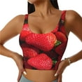 thumbnail image 1 of Fotbe Strawberry Red Pattern Womens' Sports Bra Longline Wirefree Padded with Medium Support Sports Moisture-Wicking Workou Vest,Tank Top-X-Large, 1 of 7