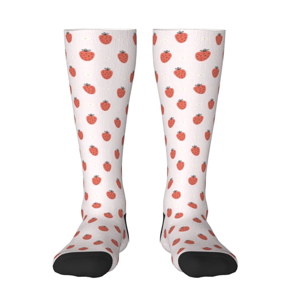 Fotbe Strawberry print Women's Men's Novelty Crew Socks Cotton Socks Knee High Socks for Walking,Running,Nurses,Pregnancy