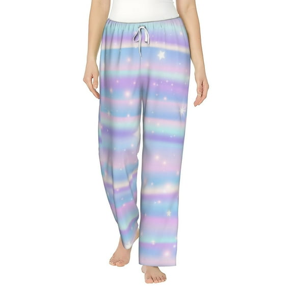 Fotbe Striped Gradient Women's Pajama Pants,Sleepwear Pants,Pj Bottoms Drawstring And Pockets-Medium