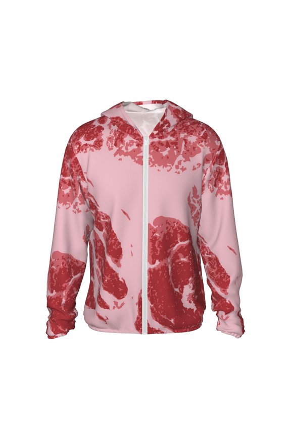 Striped Meat Men's Women's UPF 50+ Sun Protection Jacket Hooded Cooling Shirt with Pockets Hiking Outdoor Performance-Small