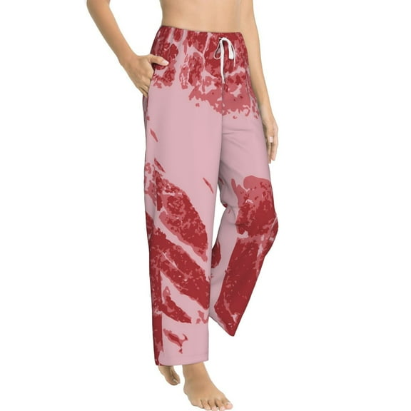 Fotbe Striped Meat Women's Pajama Pants,Sleepwear Pants,Pj Bottoms Drawstring And Pockets-Medium