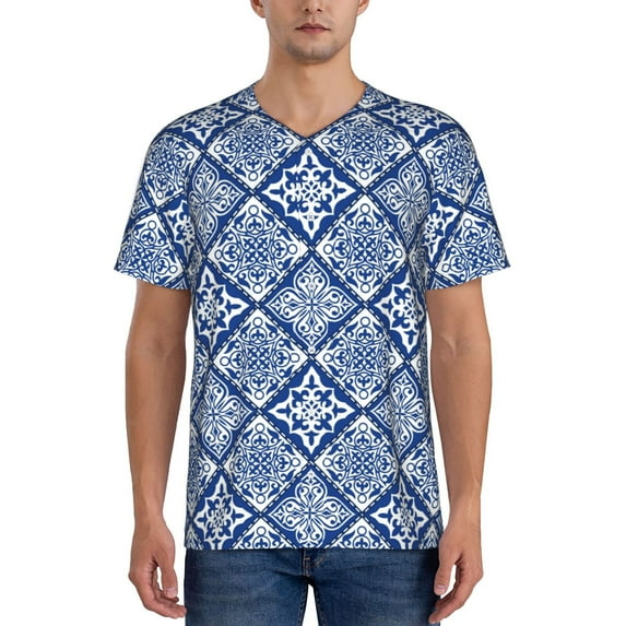 Fotbe Stylized Flowers Vintage Boho Baseball Jersey Shirt for Men and Women, Casual Short Sleeves Button Down T-Shirt-XX-Large