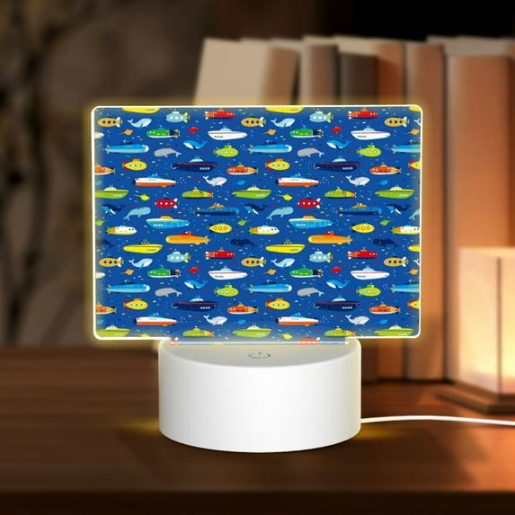 Fotbe Submarines And Whales Pattern Acrylic Night Light Gift with 3 Color ModesTouch-Sensitive LED Lamp Perfect Gift for Mother's Day, Birthday, or Christmas