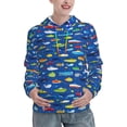 thumbnail image 1 of Fotbe Submarines And Whales Pattern Womens Long Sleeve Hoodie, Pullover Hooded Sweatshirt, Kangaroo Pocket Hoodie with Eye-catching Drawstrings-Large, 1 of 7