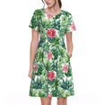 thumbnail image 1 of Fotbe Succulents 1 Pattern Dress Casual Womens Fashion Short Sleeve Maxi Dress T Shirt Dress Striped Long Color Block Maxi Dress, 1 of 6