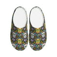 thumbnail image 1 of Fotbe Sugar Skulls Pattern Women's Fuzzy Curly Fur Memory Foam Loafer Slippers Indoor Outdoor Slippers Winter Home Shoes-35/36, 1 of 7
