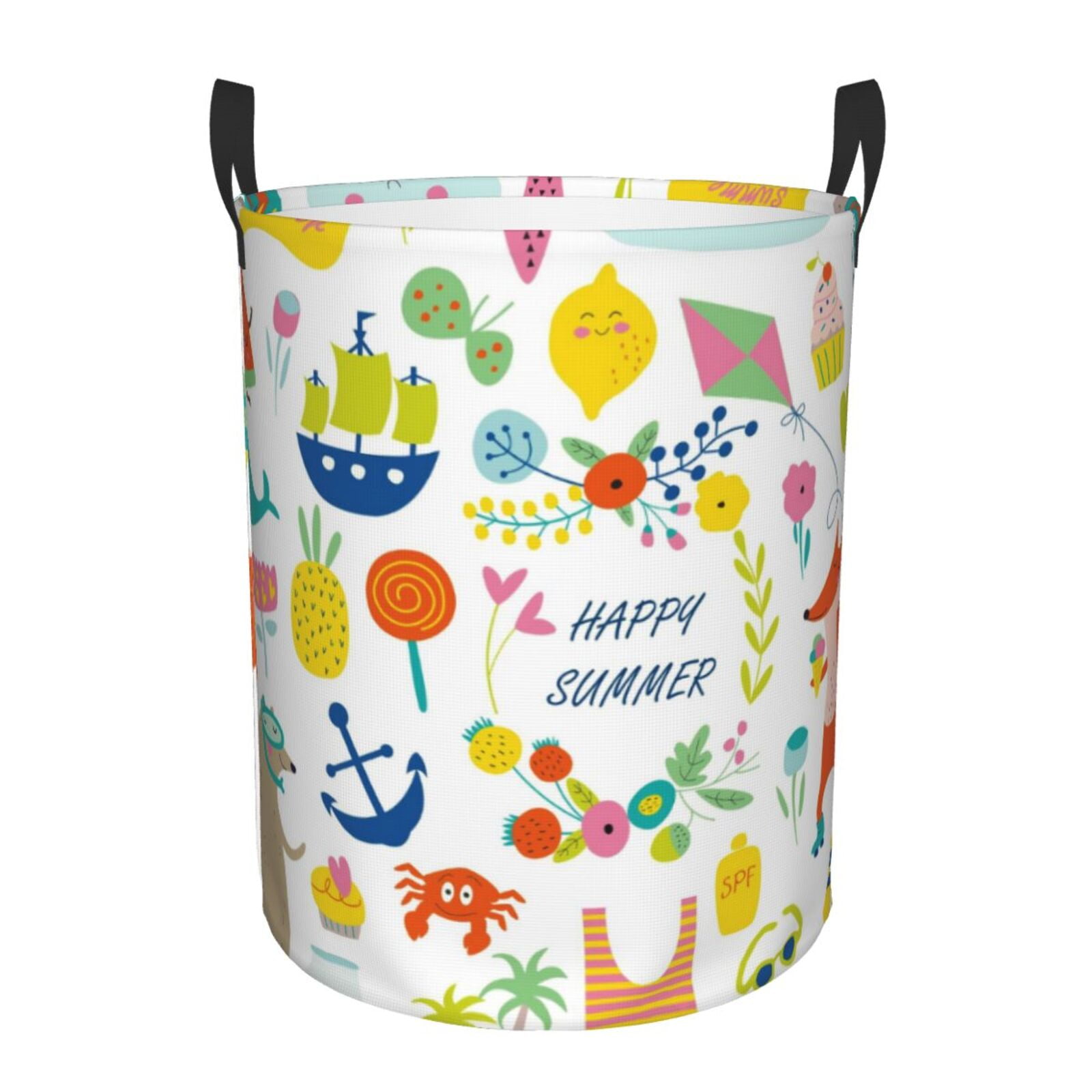 Fotbe Summer Animal Laundry Basket with Handles, Waterproof Large