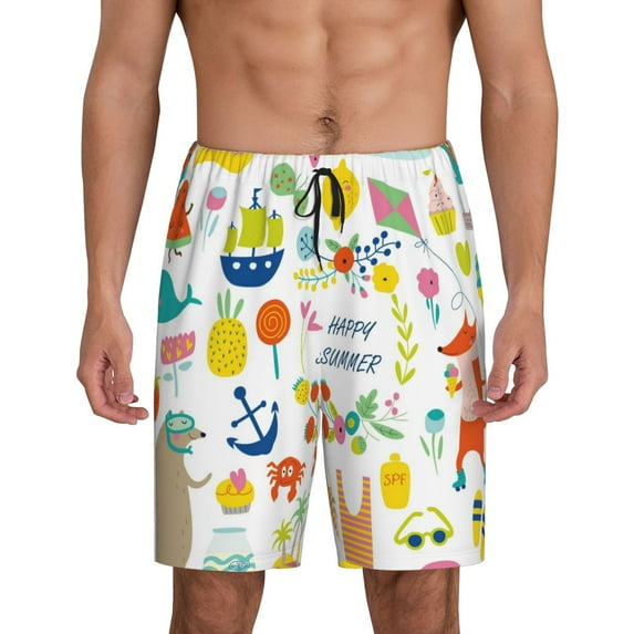 Fotbe Summer Animal Pajama Shorts for Men, Men's Pajama Bottoms, Sleepwear,Short Pajama Pants-Medium