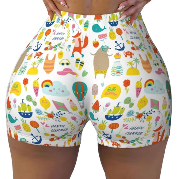 Fotbe Summer Animal Seamless Shorts, Womens Workout Shorts High Waist Stretch Booty Short for Gym/Yoga/Running/Biking-X-Large