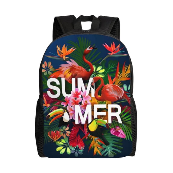 Fotbe Summer Birds and Flowers Travel Laptop Backpack, Business Slim Sturdy Laptops Backpack, Water Resistant College School Computer Bag Gift for Men & Women Fits 15.6 Inch Notebook