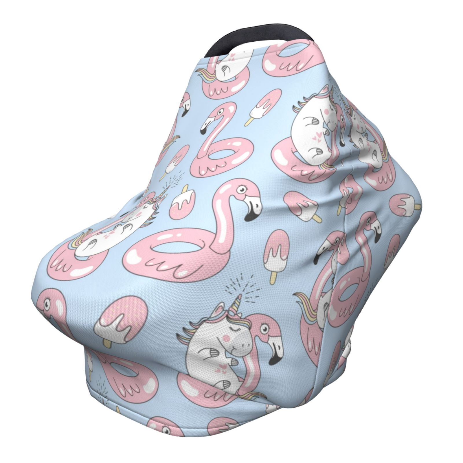Fotbe Summer Cute Unicorns Pattern Car Seat Covers for Babies, Nursing Breastfeeding Cover Infant Carseat Canopy, Soft Stretchy Carrier Cover