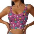 thumbnail image 1 of Fotbe Summer Flamingo Pattern Womens' Sports Bra Longline Wirefree Padded with Medium Support Sports Moisture-Wicking Workou Vest,Tank Top-Medium, 1 of 7
