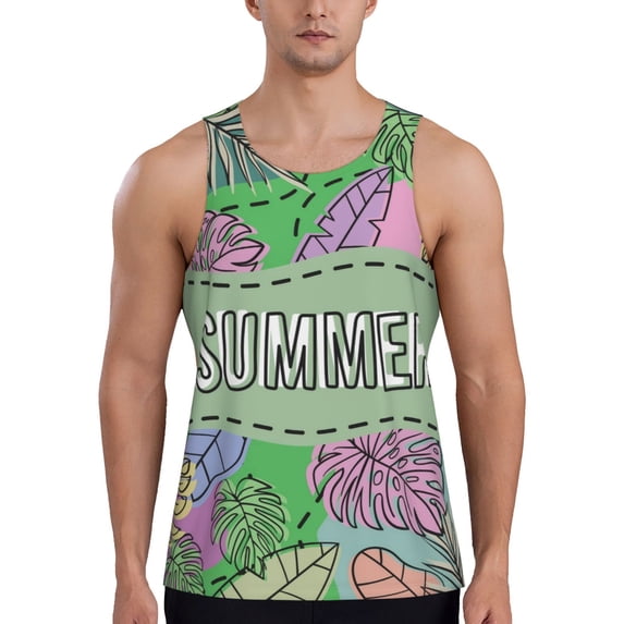 Fotbe Summer Pattern Men's Quick Dry Workout Tank Top Gym Muscle Tee Fitness Bodybuilding Sleeveless T Shirt Breathable Workout Shirt-XX-Large