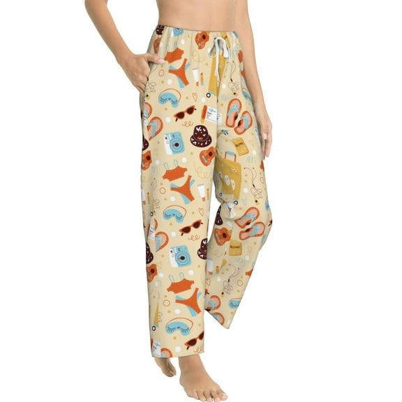 Fotbe Summer Travel Women's Pajama Pants,Sleepwear Pants,Pj Bottoms Drawstring And Pockets-Small