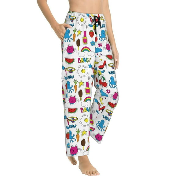 Fotbe Summer Women's Pajama Pants,Sleepwear Pants,Pj Bottoms Drawstring And Pockets-Medium