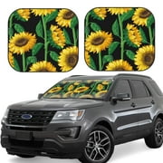 Fotbe Sunflower 1 2-Piece Car Windshield Sun Shade | Sun Blocker for Car Windshield | Foldable Automotive Interior Accessories for Sun Protection-Small