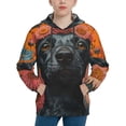 thumbnail image 1 of Fotbe Sunflower Black Dog Pattern Youth Pullover Hooded Sweatshirt, Boys Hoodie, Kangaroo Pocket Hoodie for Kids Girls -Large, 1 of 6