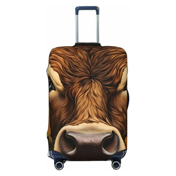 Fotbe Sunflower Butterfly Cow Luggage Cover Protector,Suitcase Protector,Scratch and Dirt Resistant,Fits 18-32 Inch Luggage-Medium