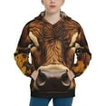 thumbnail image 1 of Fotbe Sunflower Butterfly Cow Pattern Youth Pullover Hooded Sweatshirt, Boys Hoodie, Kangaroo Pocket Hoodie for Kids Girls -Large, 1 of 6