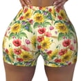thumbnail image 1 of Fotbe Sunflower Cornflower Poppy Seamless Shorts, Womens Workout Shorts High Waist Stretch Booty Short for Gym/Yoga/Running/Biking-Small, 1 of 9