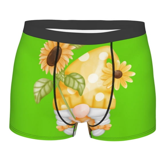 Fotbe Sunflower Gnomes 3 Men’s Total Support Pouch Boxer Briefs, X-Temp Cooling, Moisture-Wicking Underwear, Regular, Long-leg and Trunk-Medium