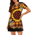 thumbnail image 1 of Fotbe Sunflower Gnomes and Bees Pattern Women's Cotton Nightgown Sleepwear Short Sleeves Shirt Casual Print Sleepdress, 1 of 6