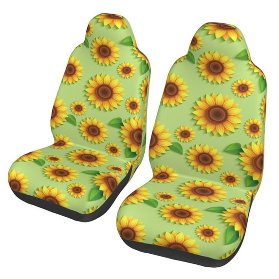 Fotbe Sunflower Leaves Pattern Automotive Seat Covers for Cars Trucks and SUVs – Car Seat Covers for Front Seats,Protective Seat Covers,Vehicle Seat Covers, Set of 2
