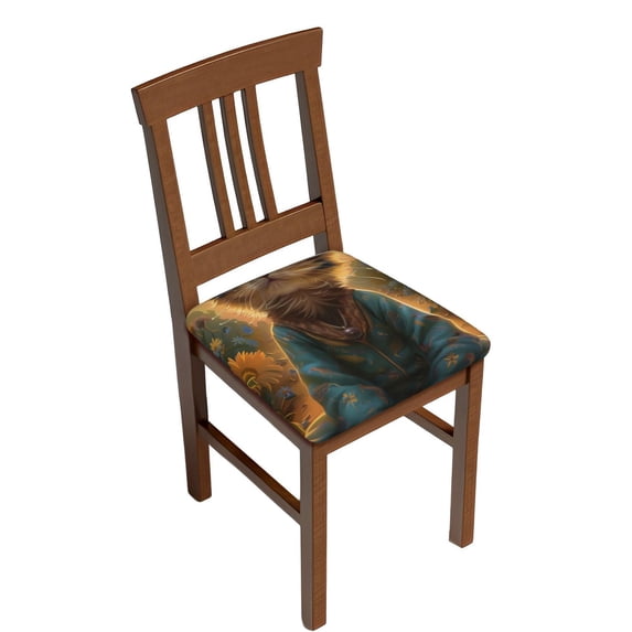 Fotbe Sunflower Meditating Cat Velvet Stretch Couch Cushion Cover Plush Cushion Slipcover for Chair Cushion Furniture Protector Seat Cushion Sofa Cover-16.9in