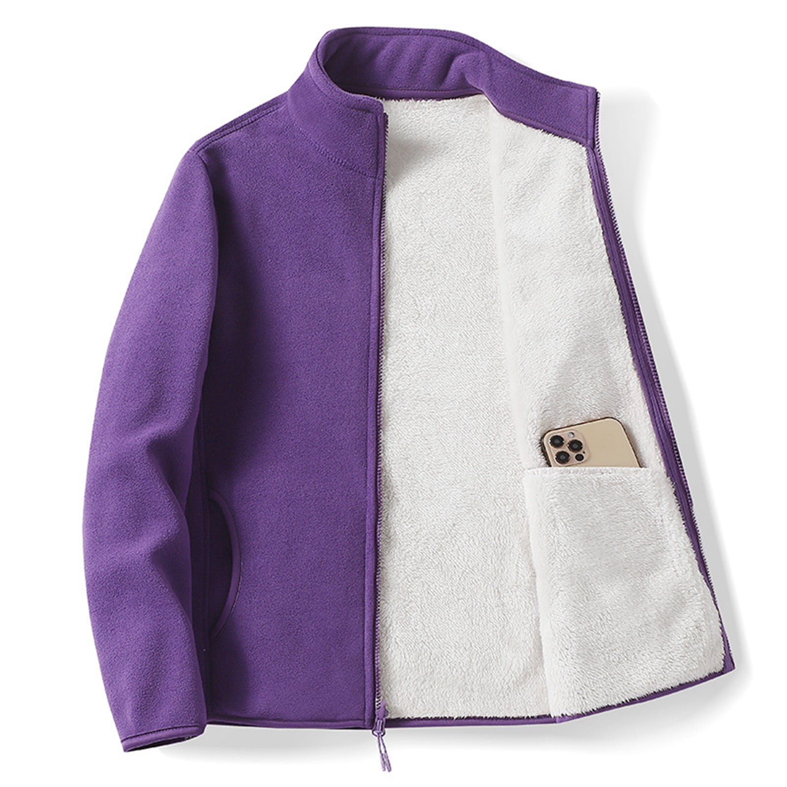 Women's Soft Lined Full Zip Polar Jacket Warm Coat Zip Vest Casual Wrap Jacket Hood Jacket Women Womens Snow Jacket Zip up Fuzzy Jacket Women plus Size Long Coats for Women Zipper Jacket Jacket Women