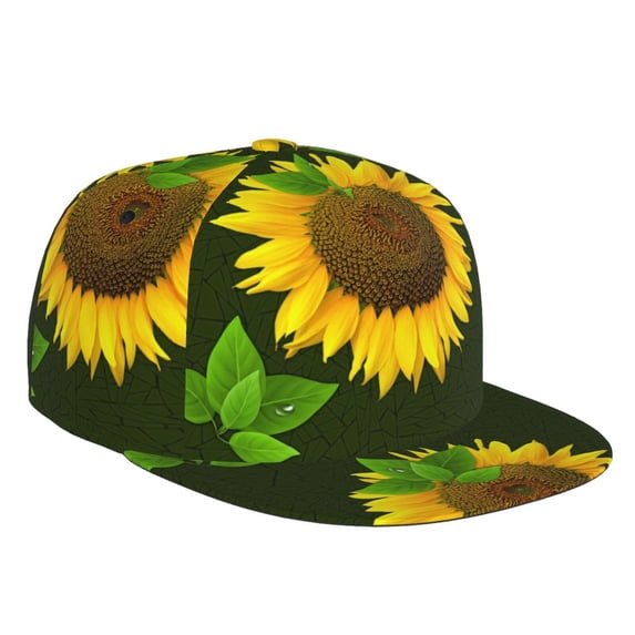 Fotbe Sunflower3 Flat Bill Visor Cap Classic Snapback Hat Polyester Foam Trucker Hat Trucker Cap Adjustable Baseball Cap