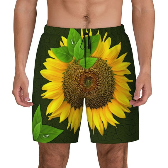 Fotbe Sunflower3 Men’s Swim Trunks Quick Dry Swim Shorts Board Shorts with Mesh Lining-Medium