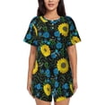 thumbnail image 1 of Fotbe Sunflowers And Blue Flower Print Pajama Set for Women 2 Piece Loungewear Short Sleeve Tops and Shorts Set Soft Sleepwear-Large, 1 of 7