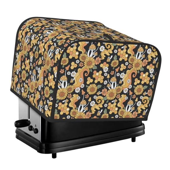 Fotbe Sunflowers Bee for Four Slice Toaster Cover, Fingerprint Protector, Super Soft Appliance Cover And Dust Cover,Bread Dust Cover & Fingerprint Protection