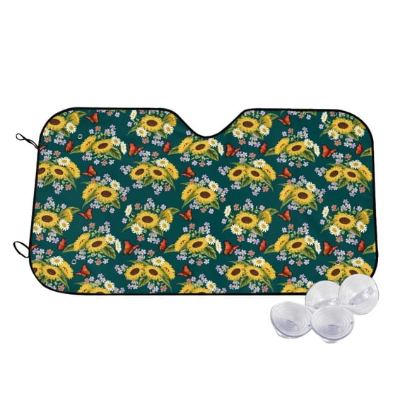 Fotbe Sunflowers Car Windshield Sunshade | Sun Visor Protector Front Window Shade, Keeps Out UV Rays, Keeps Your Vehicle Cool-Medium