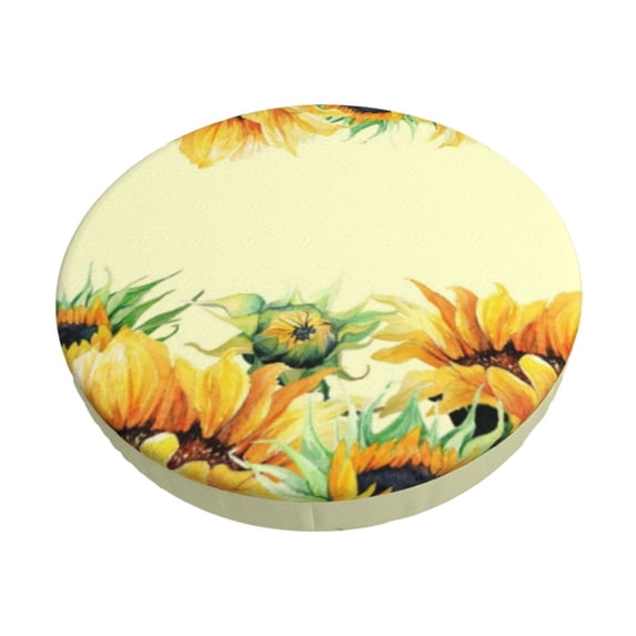 Fotbe Sunflowers On A Yellow Background Stool Covers Round,Waterproof Round Bar Stool Covers Bar Chair Covers Washable Stool Cushion Slipcover for 12-14 Inch Chair-