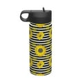 thumbnail image 1 of Fotbe Sunflowers On Black And White Stripes Pattern 18oz Sports Insulated Kettle Stainless Steel Sports Insulated Kettle For Running Hiking Cycling Climbing Man'S Woman'S Water Bottle, 1 of 8