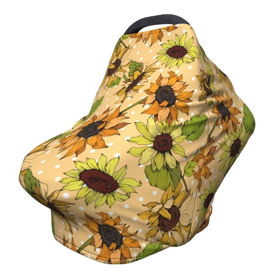 Fotbe Sunflowers Pattern Car Seat Covers for Babies, Nursing Breastfeeding Cover Infant Carseat Canopy, Soft Stretchy Carrier Cover
