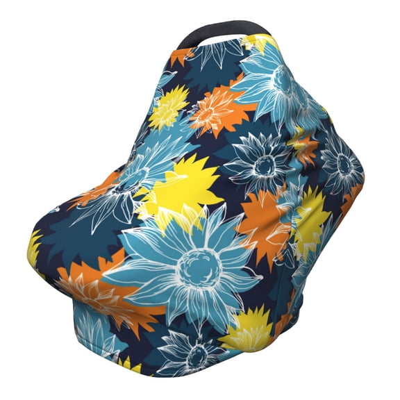 Fotbe Sunflowers Pattern Car Seat Covers for Babies, Nursing Breastfeeding Cover Infant Carseat Canopy, Soft Stretchy Carrier Cover