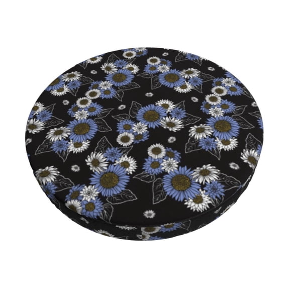 Fotbe Sunflowers Stool Covers Round,Waterproof Round Bar Stool Covers Bar Chair Covers Washable Stool Cushion Slipcover for 12-14 Inch Chair-13 inch