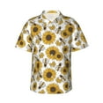 thumbnail image 1 of Fotbe Sunflowers and Bees Hawaiian Shirt for Men Unisex Summer Beach Casual Short Sleeve Cotton Linen Button Down Shirts-X-Large, 1 of 9