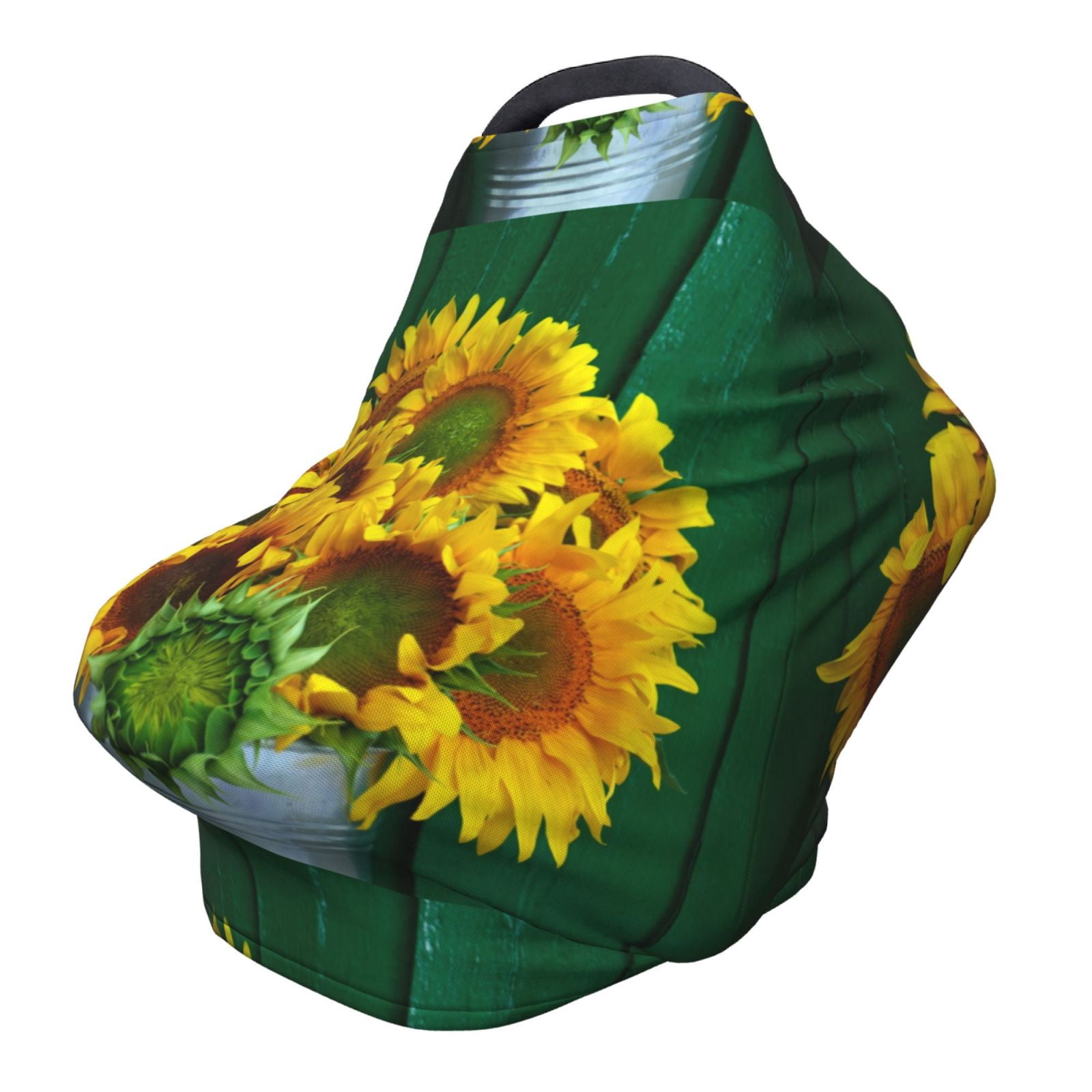 Fotbe Sunflowers in Bucket Pattern Car Seat Covers for Babies, Nursing Breastfeeding Cover Infant Carseat Canopy, Soft Stretchy Carrier Cover