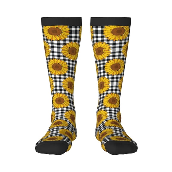 Fotbe Sunflowers print Women's Men's Novelty Crew Socks Cotton Socks Knee High Socks for Walking,Running,Nurses,Pregnancy