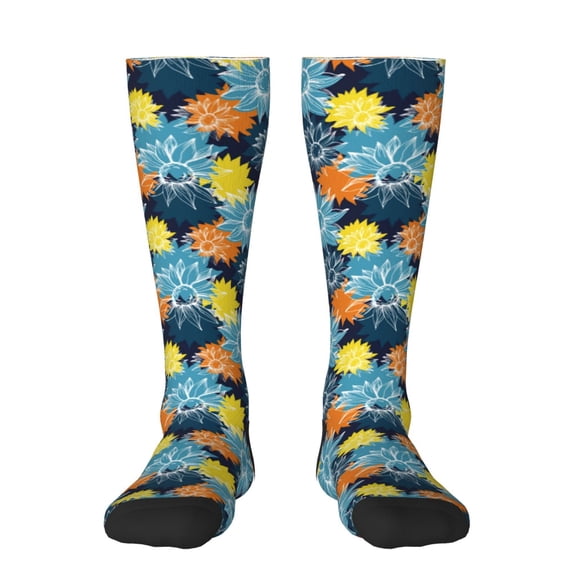 Fotbe Sunflowers print Women's Men's Novelty Crew Socks Cotton Socks Knee High Socks for Walking,Running,Nurses,Pregnancy