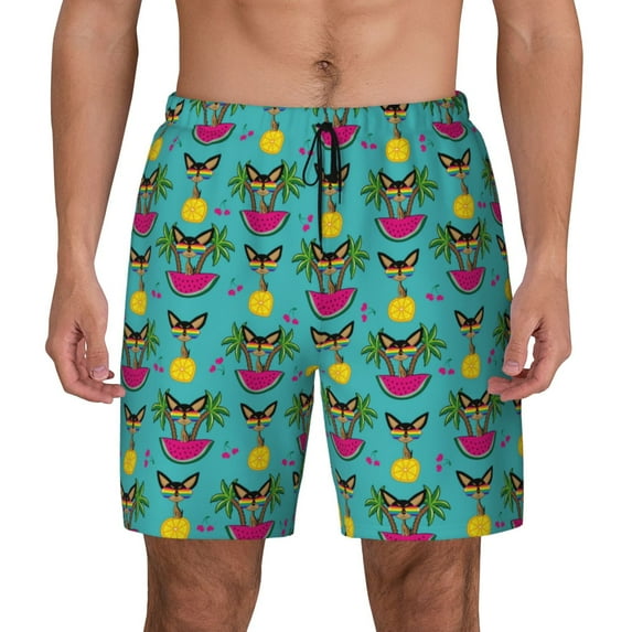 Fotbe Sunmmer Cat Men’s Swim Trunks Quick Dry Swim Shorts Board Shorts with Mesh Lining-Small