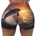 thumbnail image 1 of Fotbe Sunset Dancing Dolphin Seamless Shorts, Womens Workout Shorts High Waist Stretch Booty Short for Gym/Yoga/Running/Biking-XX-Large, 1 of 9