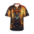 thumbnail image 1 of Fotbe Sunset Maple Tree Fox Hawaiian Shirt for Men Unisex Summer Beach Casual Short Sleeve Cotton Linen Button Down Shirts-Large, 1 of 5