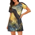 thumbnail image 1 of Fotbe Sunshine Jungle Dinosaur Pattern Women's Cotton Nightgown Sleepwear Short Sleeves Shirt Casual Print Sleepdress, 1 of 6