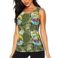 thumbnail image 1 of Fotbe Surfing Dinosaur Womens Loose Fit Casual Flowy Slim-Fit Tank Tops Athletic Round Neck Trendy Sleeveless Summer Tops for Gym and Yoga-, 1 of 9
