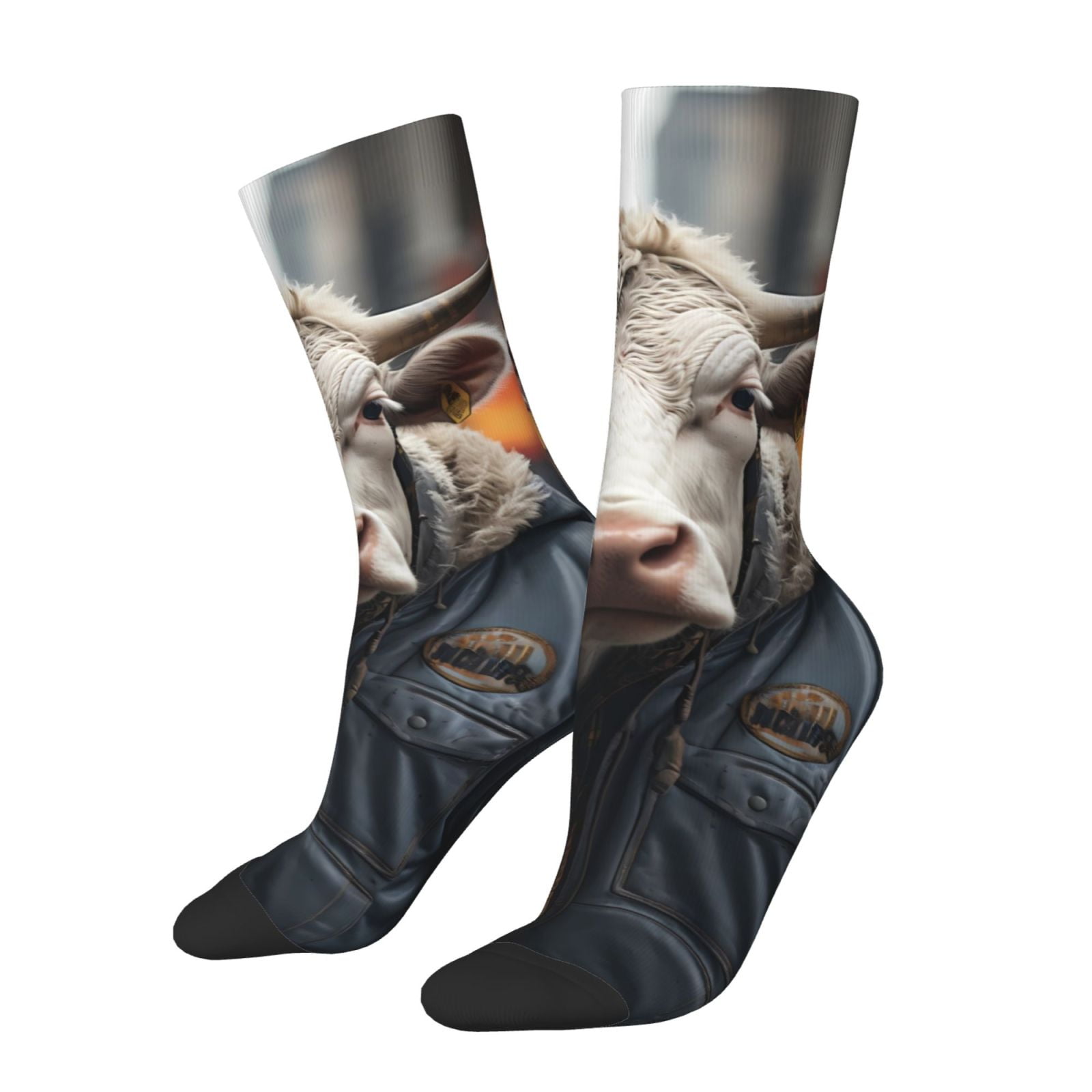 Fotbe Surrealist Cow Pattern Long Socks for Men & Women – Breathable ...