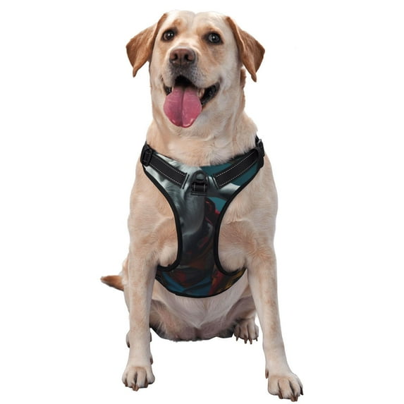 Fotbe Surrealist Goat Pattern Dog Harness, No-Pull Pet Harness with 2 Leash Clips, Adjustable Soft Padded Dog Vest with Easy Control Handle for Large Dogs-Small